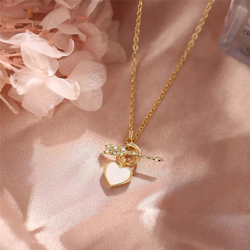 Gold-Toned Gold Plated Heart inspired Necklace For Women