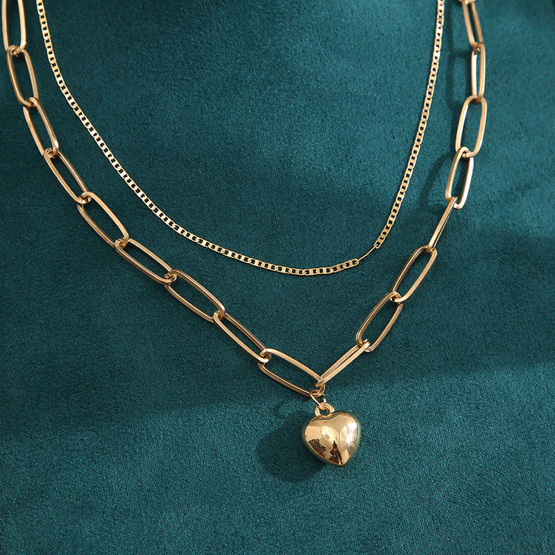 Gold Plated Hearts inspired Layered Necklace For Women