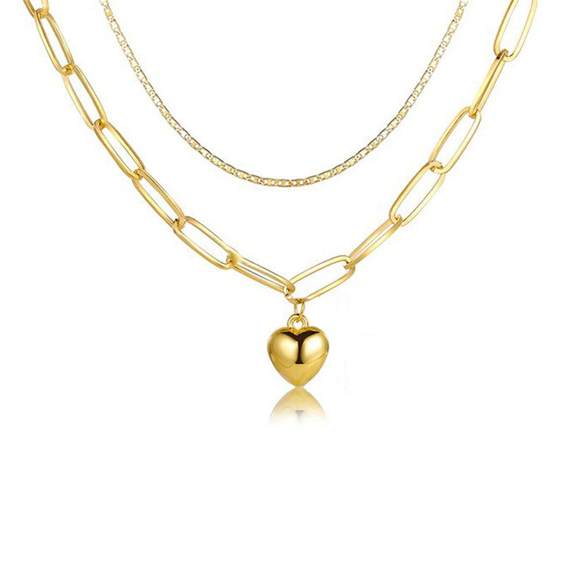 Gold Plated Hearts inspired Layered Necklace For Women