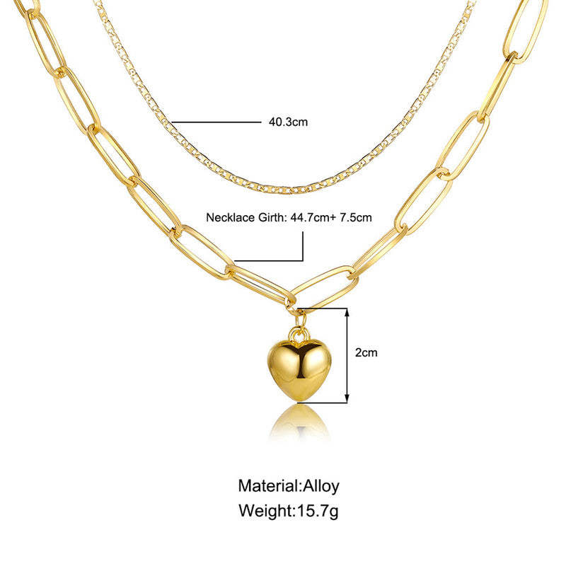 Gold Plated Hearts inspired Layered Necklace For Women