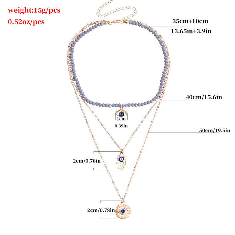 Gold Plated Gold-Toned Evil Eye and Buddha Hand Layered Necklace For Women