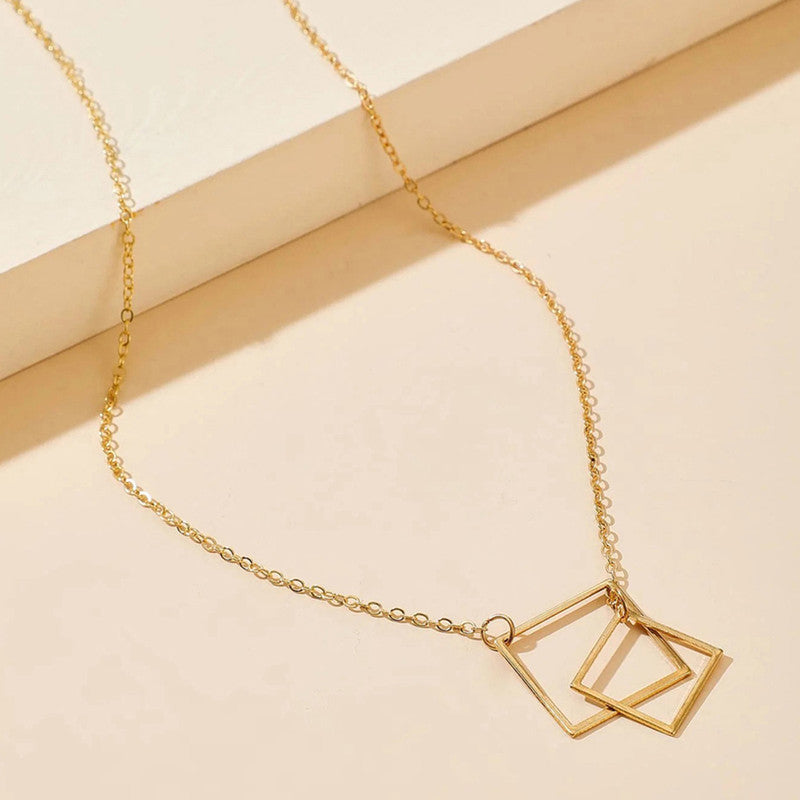 Gold Plated Geometric Layered Necklace For Women