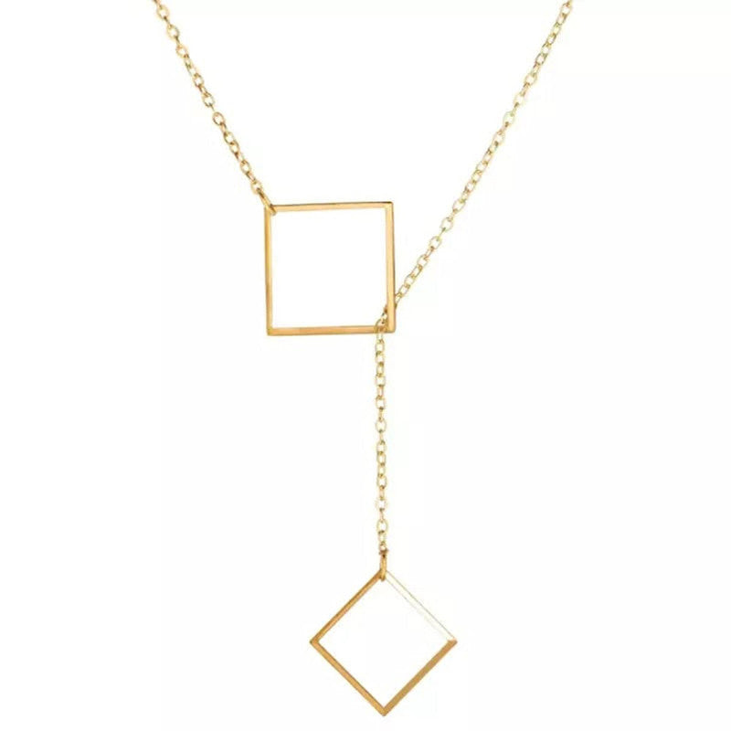 Gold Plated Geometric Layered Necklace For Women