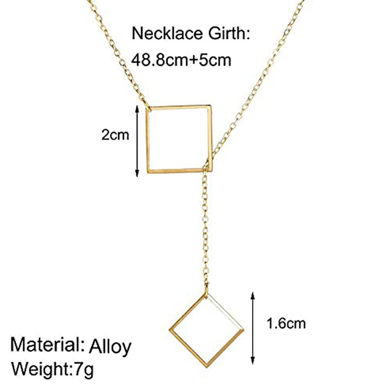 Gold Plated Geometric Layered Necklace For Women