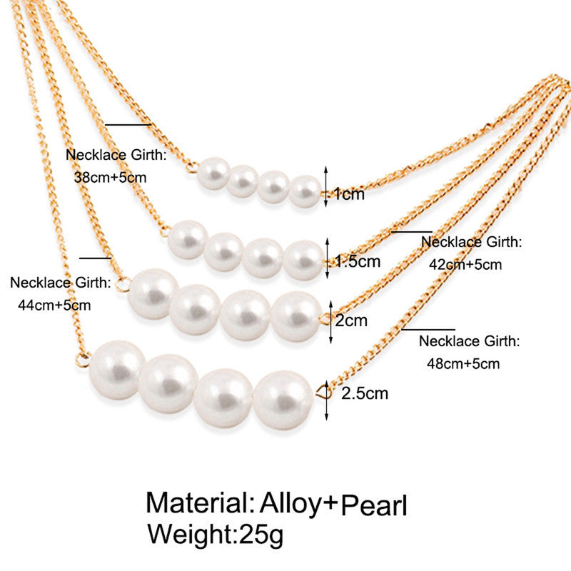 White Gold Plated Pearl Studded Multi-Strand Layered Necklace For Women - MySmartBazaar