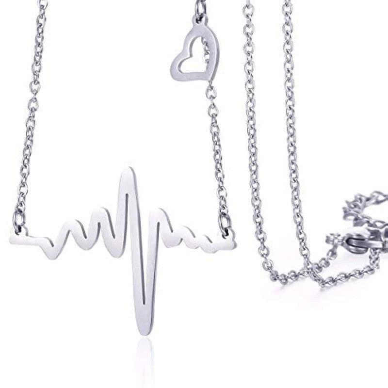 Silver Plated Heartbeat inspired Necklace For Women