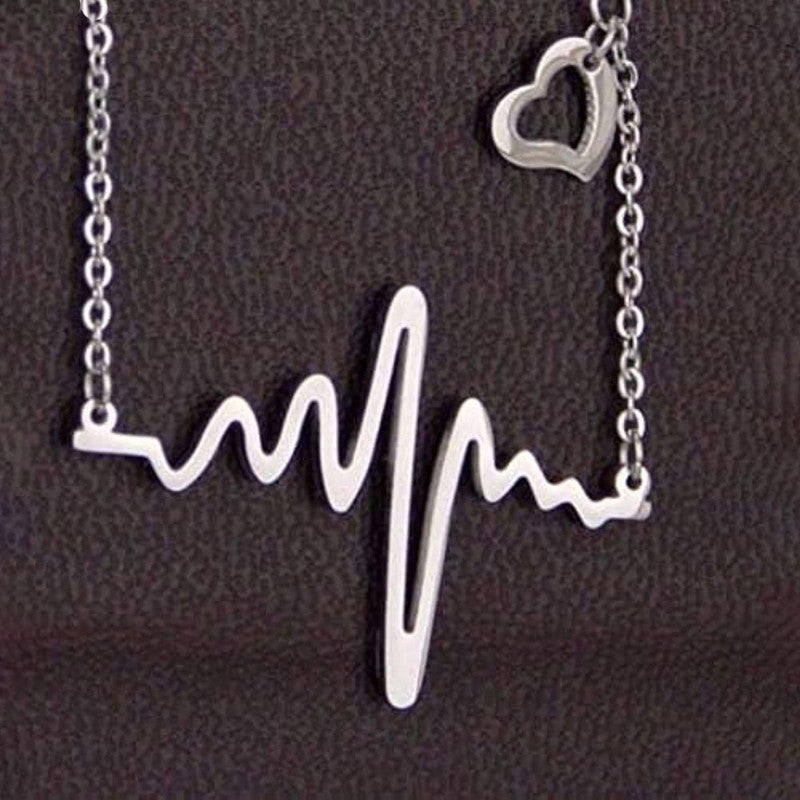 Silver Plated Heartbeat inspired Necklace For Women