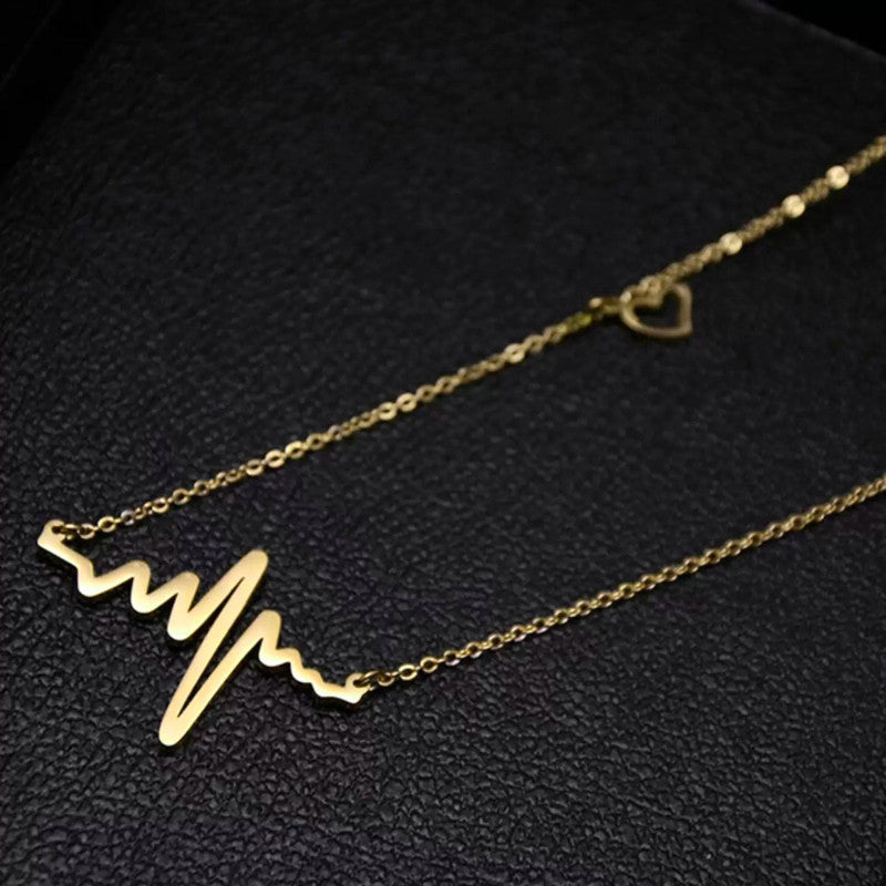 Gold Plated Heartbeat inspired Necklace For Women