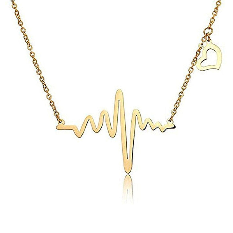 Gold Plated Heartbeat inspired Necklace For Women