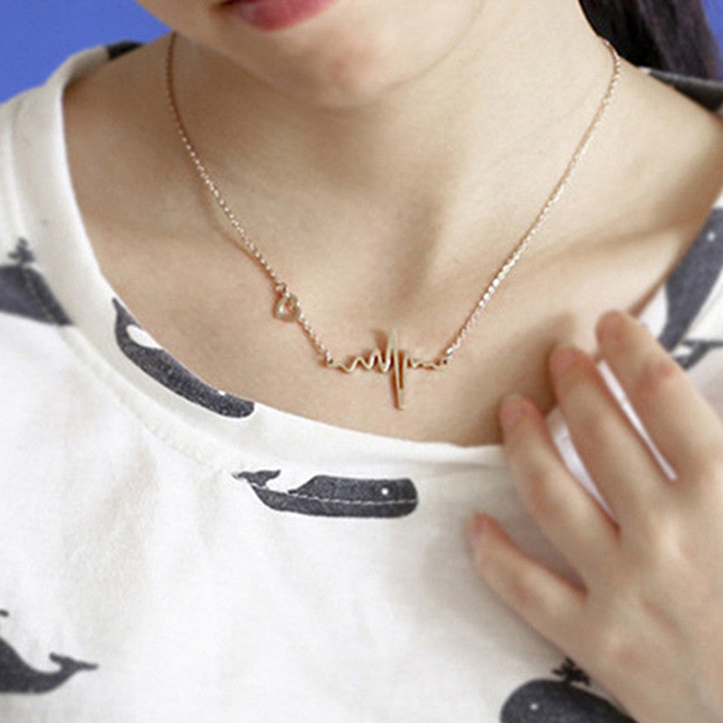 Gold Plated Heartbeat inspired Necklace For Women