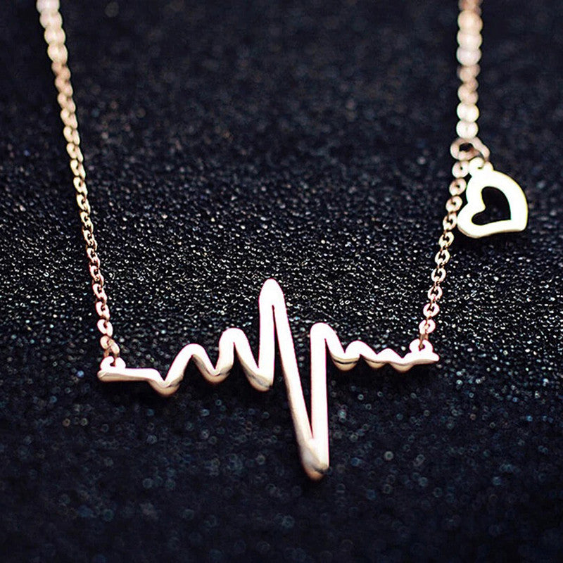 Gold Plated Heartbeat inspired Necklace For Women