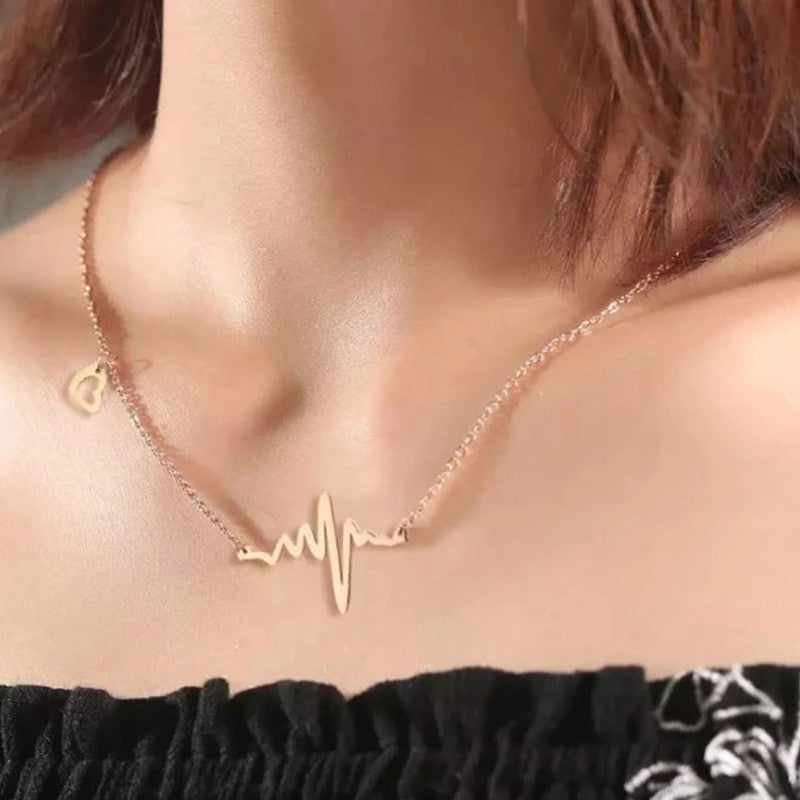 Gold Plated Heartbeat inspired Necklace For Women