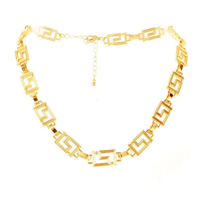 Gold Plated Gold Toned Geometric Choker Necklace For Women