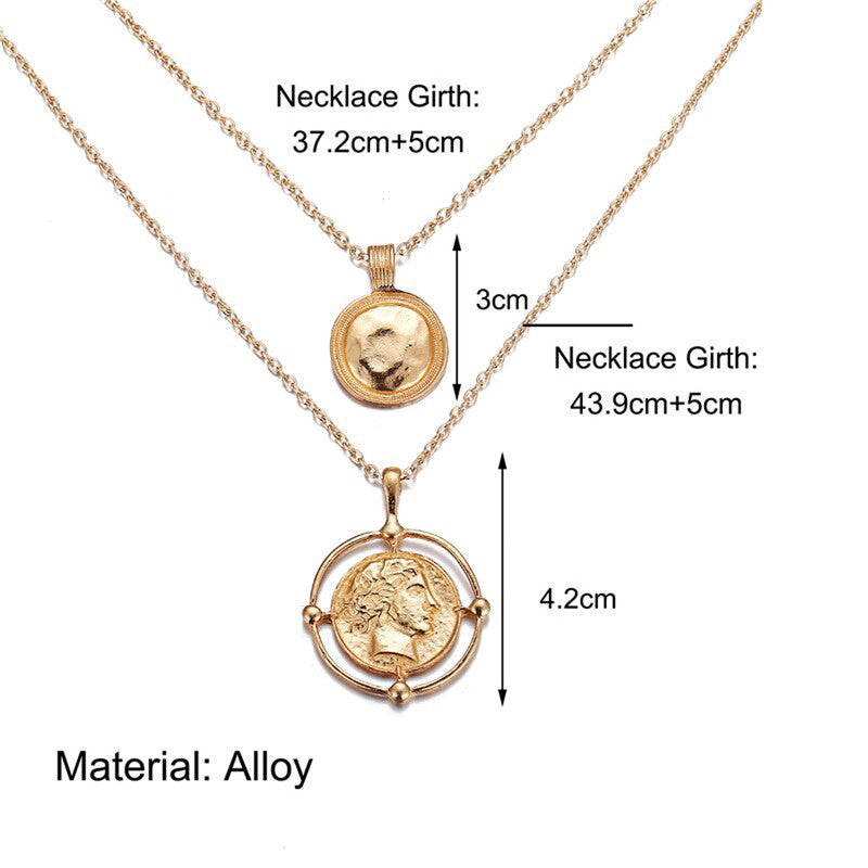 Gold-Plated Gold Toned Dual Coin Layered Necklace For Women