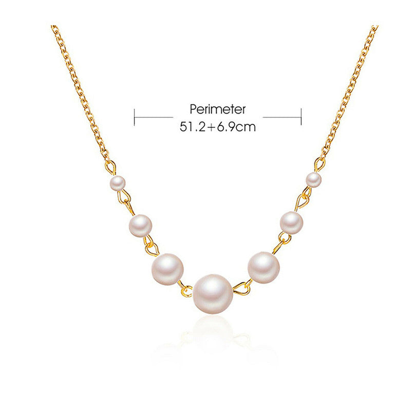 White Gold Plated Gold Toned Pearl Studded Contemporary Necklace For Women