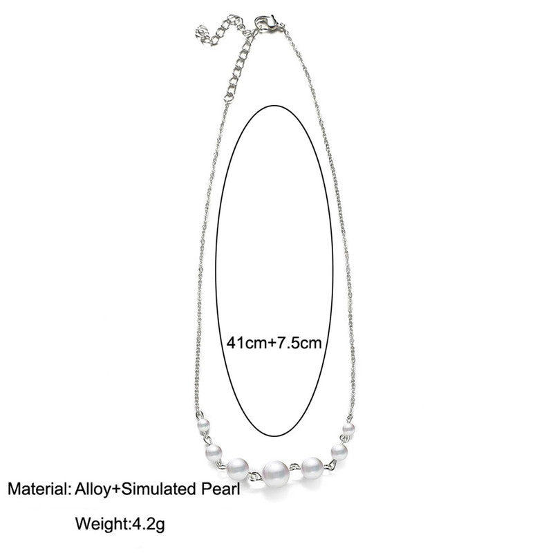 White Silver Plated Pearl Studded Contemporary Necklace For Women