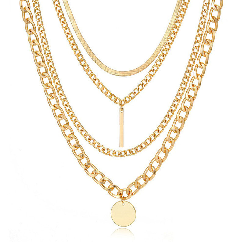 Gold Plated Coin inspired Contemporary Layered Necklace For Women