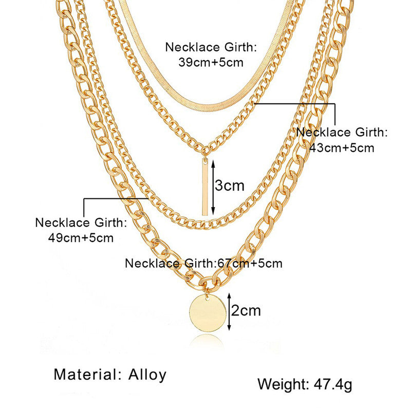 Gold Plated Coin inspired Contemporary Layered Necklace For Women