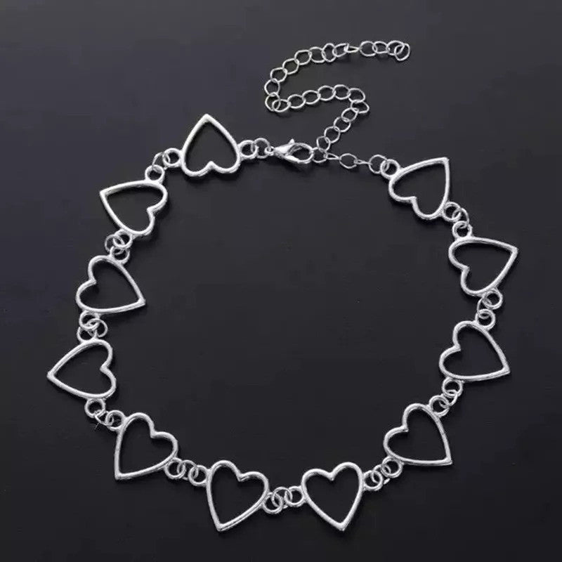 Silver Plated Hearts inspired Choker Necklace For Women