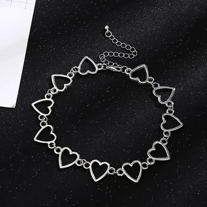 Silver Plated Hearts inspired Choker Necklace For Women