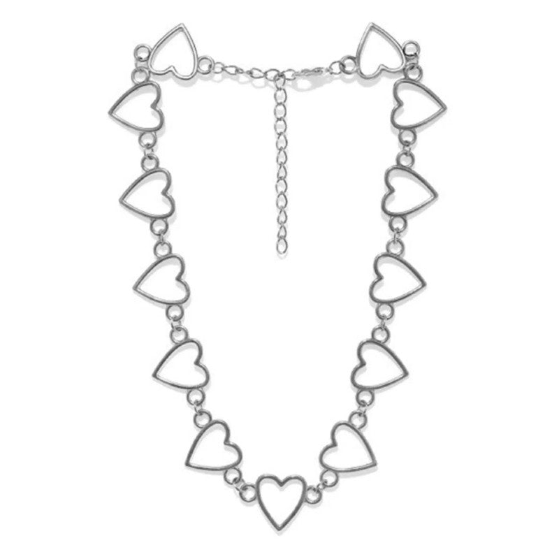 Silver Plated Hearts inspired Choker Necklace For Women