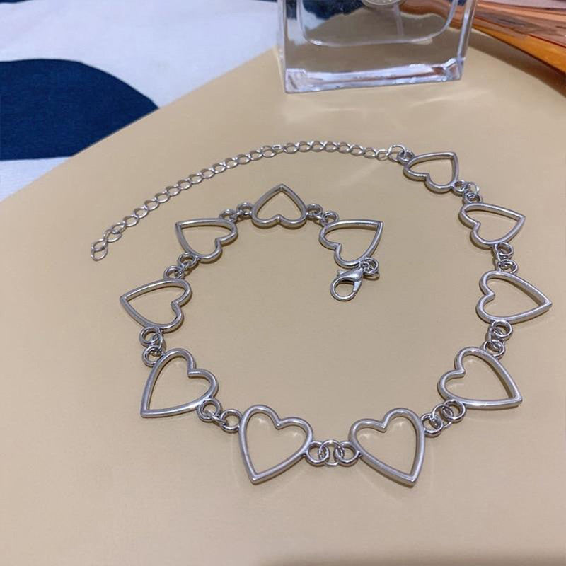 Silver Plated Hearts inspired Choker Necklace For Women