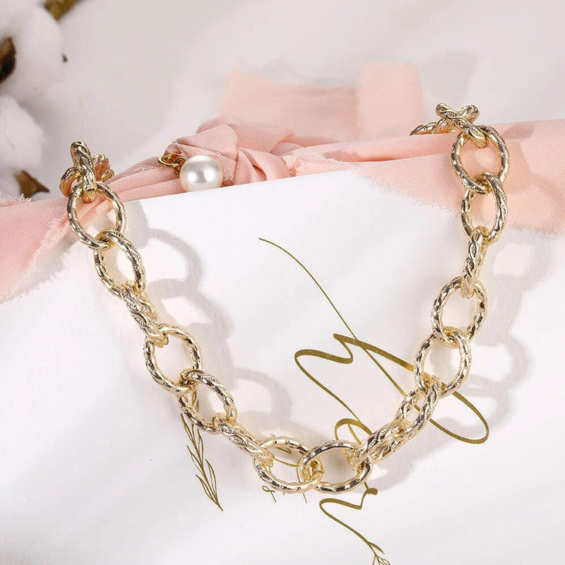 Gold Plated Large Chain Contemporary Necklace For Women