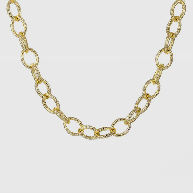 Gold Plated Large Chain Contemporary Necklace For Women