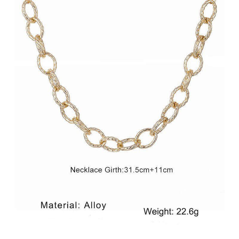 Gold Plated Large Chain Contemporary Necklace For Women