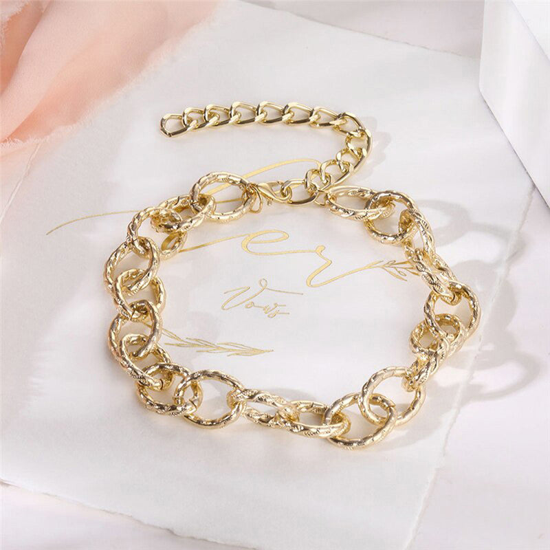 Gold Plated Large Chain Contemporary Necklace For Women