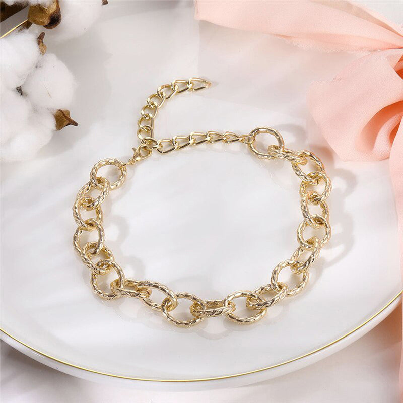 Gold Plated Large Chain Contemporary Necklace For Women