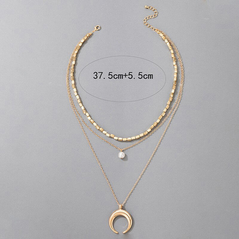 White Gold Plated Gold-Toned Multi-Layered Necklace For Women