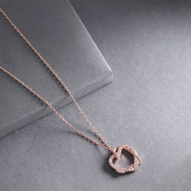 Rose Gold Plated Heart Themed AD studded Pendant