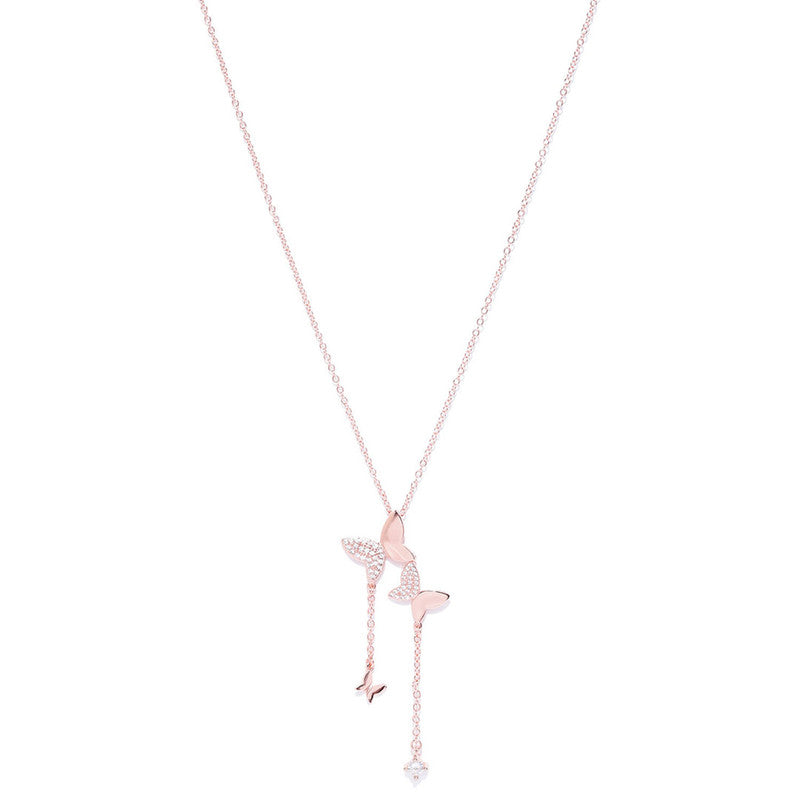 Rose Gold Plated Butterfly Themed AD studded Pendant