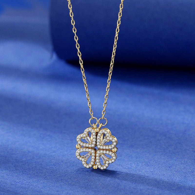 Gold Plated Clover Design AD Openable Magnetic Pendant