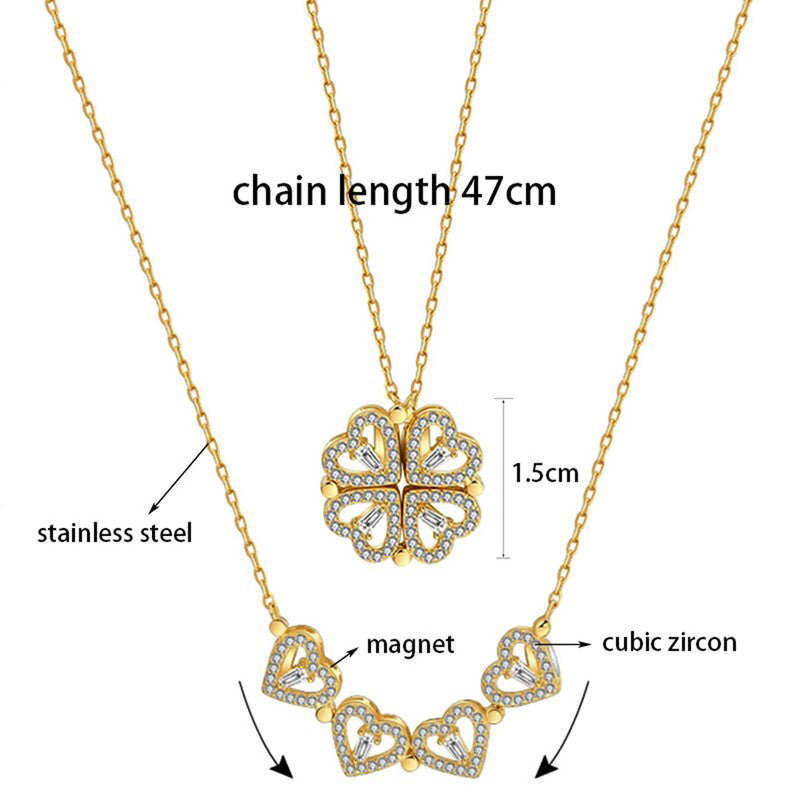 Gold Plated Clover Design AD Openable Magnetic Pendant