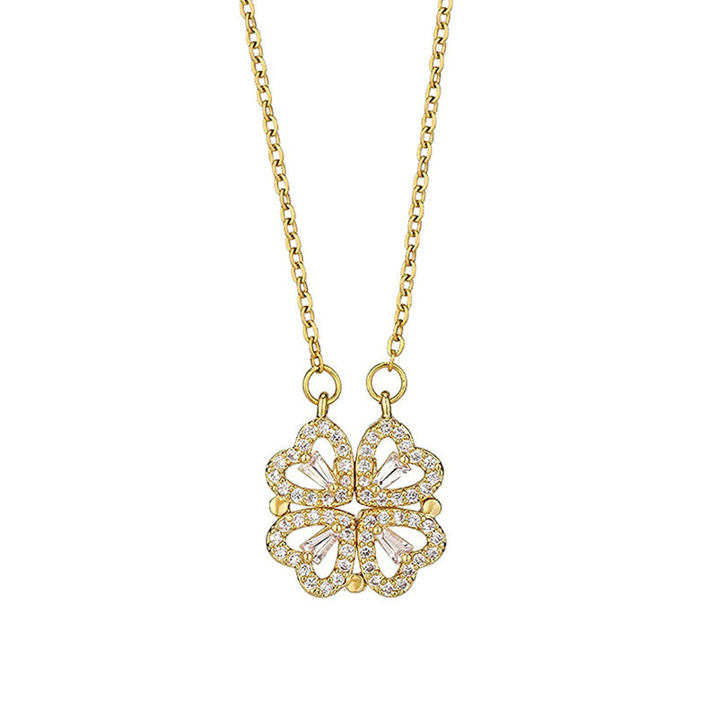 Gold Plated Clover Design AD Openable Magnetic Pendant