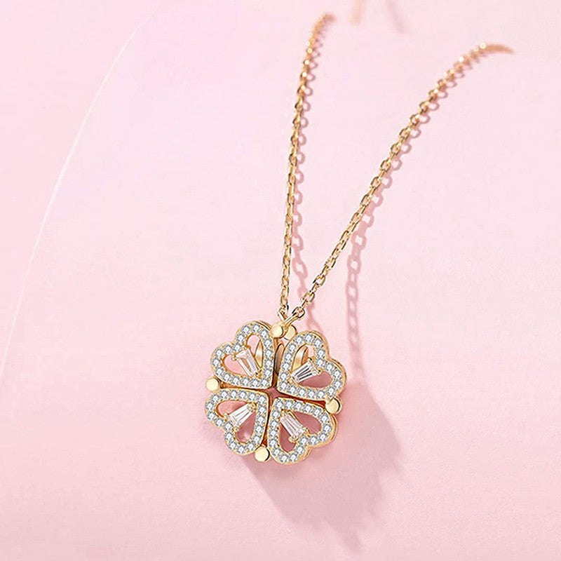 Gold Plated Clover Design AD Openable Magnetic Pendant