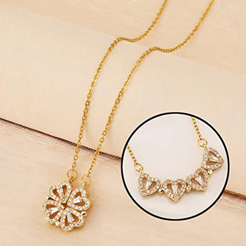 Gold Plated Clover Design AD Openable Magnetic Pendant