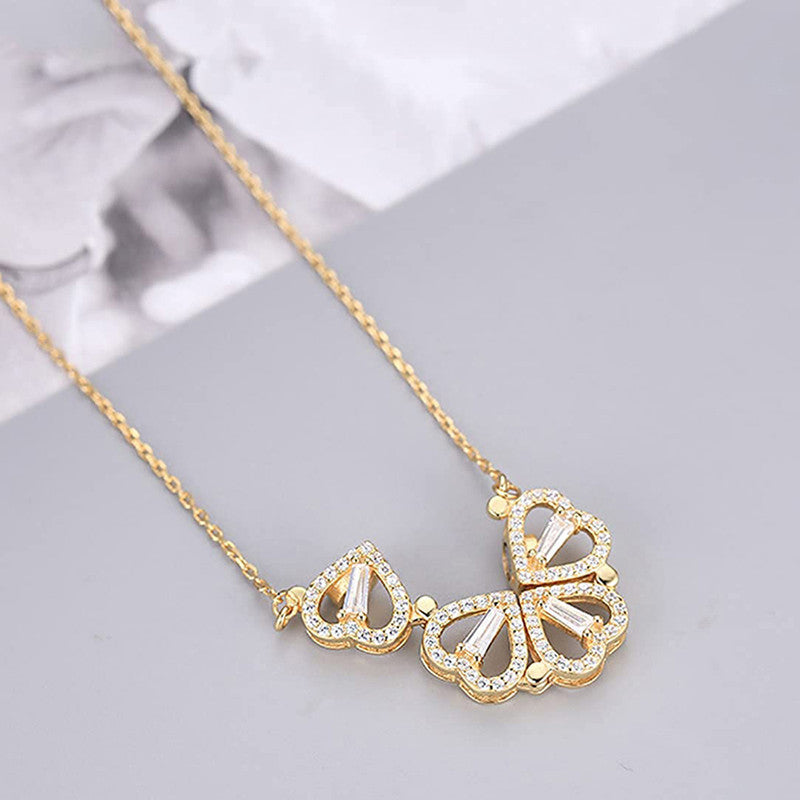 Gold Plated Clover Design AD Openable Magnetic Pendant