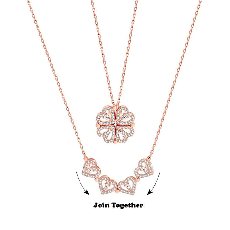 Rose Gold Plated Clover Design AD Openable Magnetic Pendant