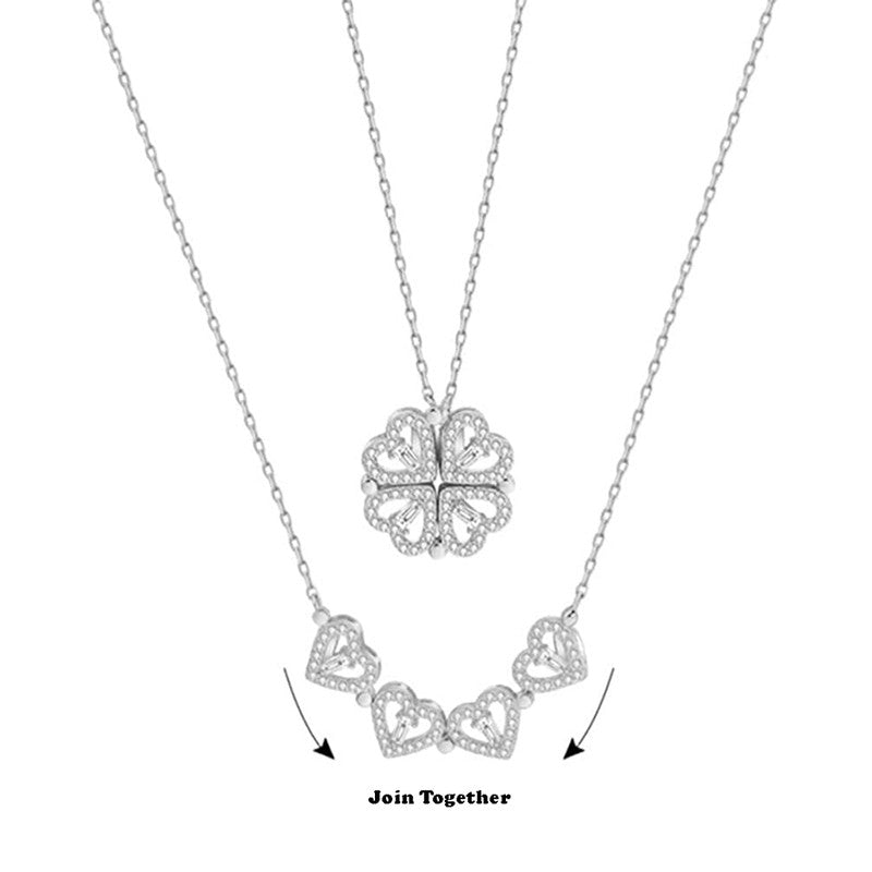 Silver Plated Clover Design AD Openable Magnetic Pendant