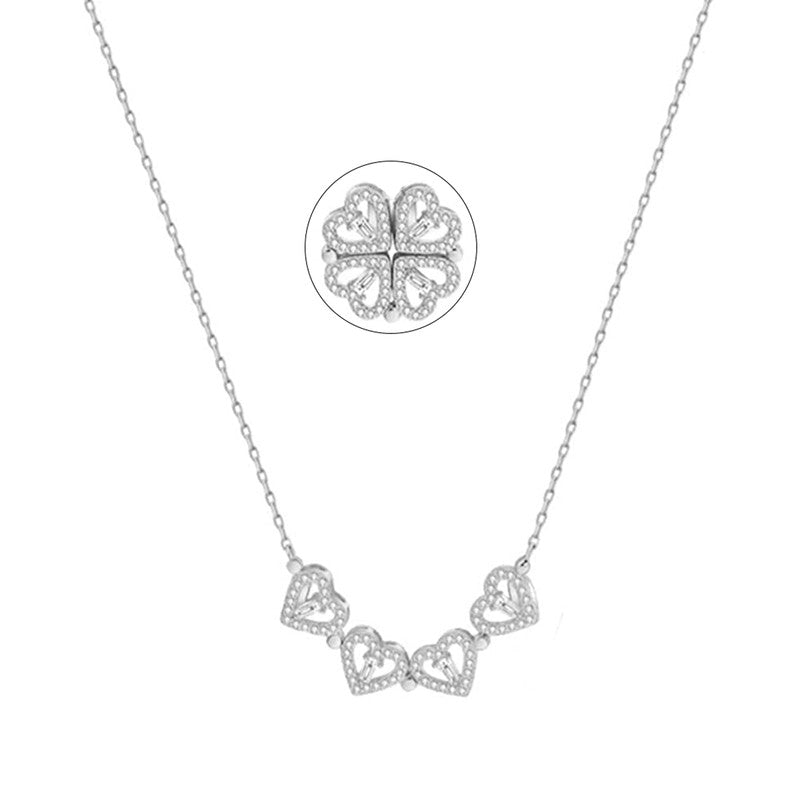 Silver Plated Clover Design AD Openable Magnetic Pendant