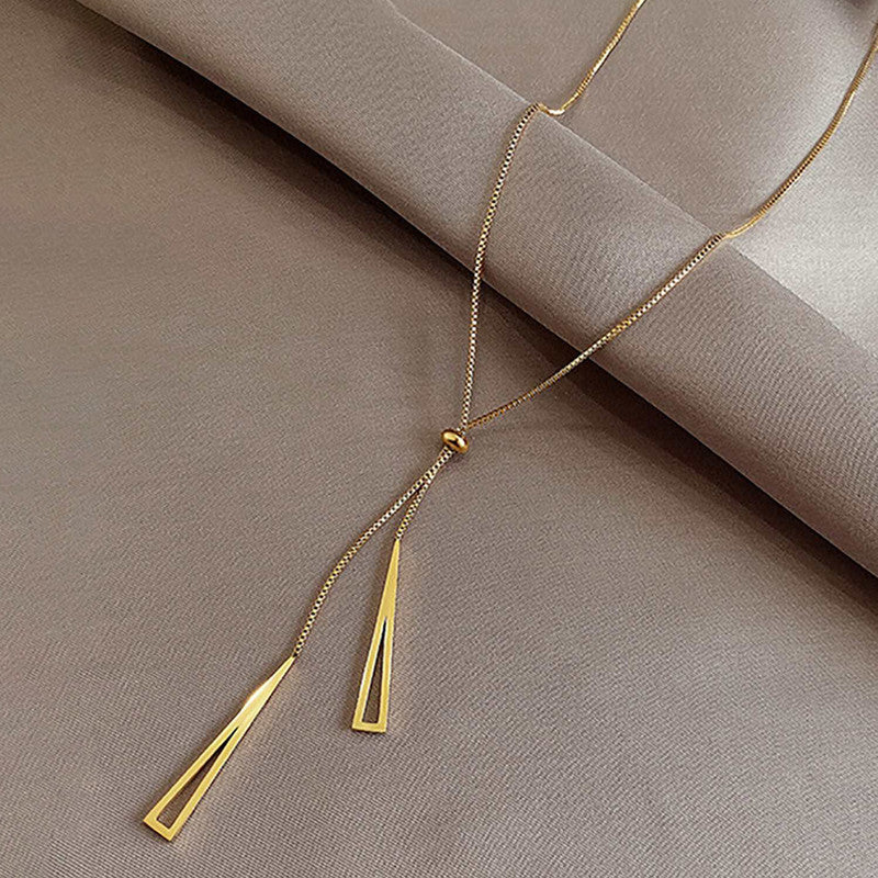 Stainless Steel Gold Plated Stainless Steel Geometric Tassel Pull-Out Anti-Tarnish Necklace