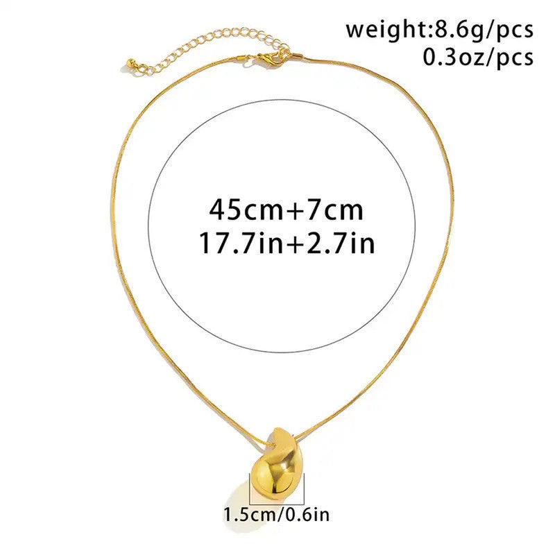 18K Gold Plated Glossy Chunky Dome Drop Pendant For Women