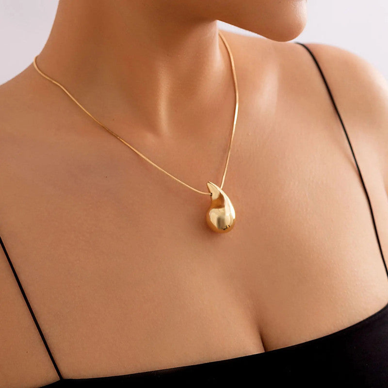 18K Gold Plated Glossy Chunky Dome Drop Pendant For Women