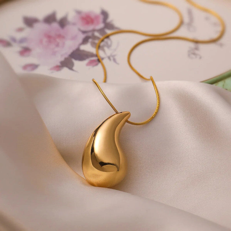 18K Gold Plated Glossy Chunky Dome Drop Pendant For Women