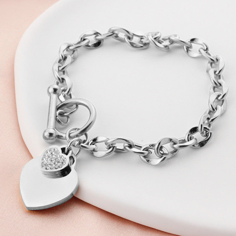 Silver-Plated Anti Tarnish Heart Themed Charm Bracelet