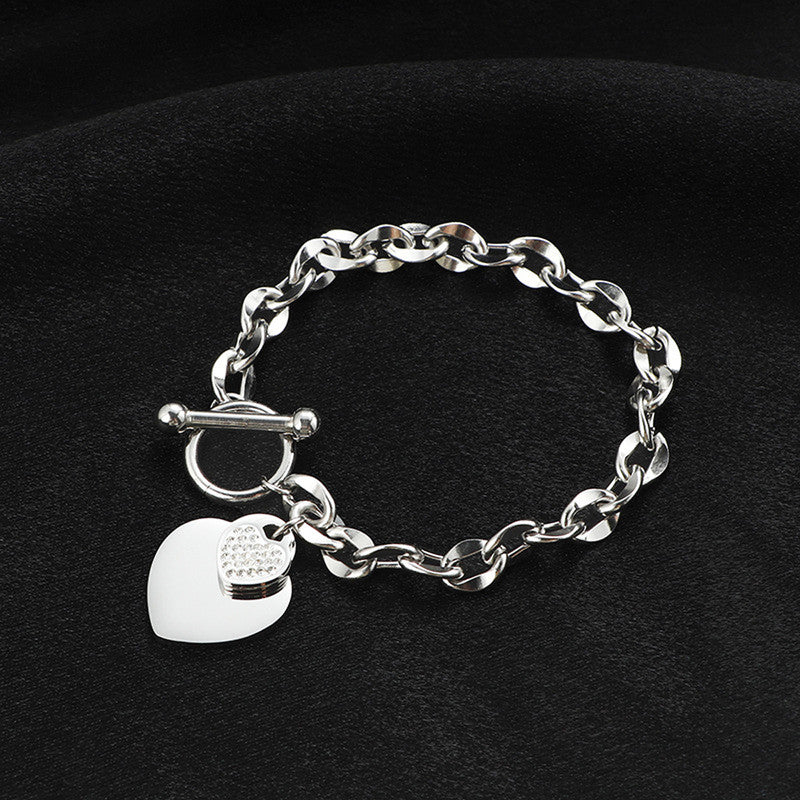 Silver-Plated Anti Tarnish Heart Themed Charm Bracelet