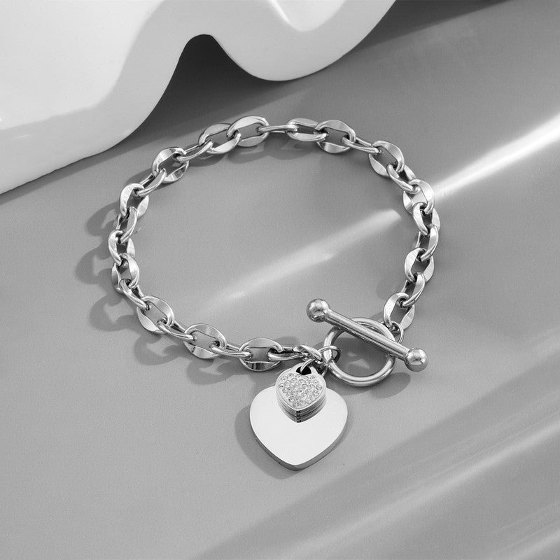 Silver-Plated Anti Tarnish Heart Themed Charm Bracelet